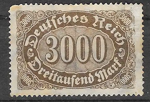 Deutsches Reich 1922 Nr 254 Ohne Gummierung (*) Ungebraucht