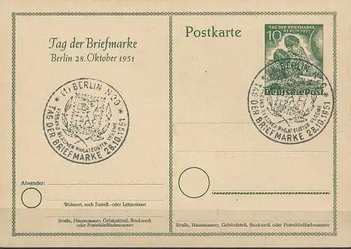 BERLIN 1951 Mi-Nr. P 27 Postkarte gestempelt