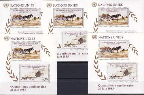 UNO GENF 1985 Mi-Nr. Block 3 5 Stück ** MNH