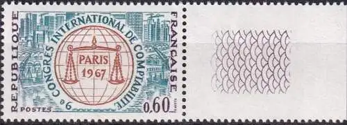 FRANKREICH 1967 Mi-Nr. 1596 Randstück ** MNH