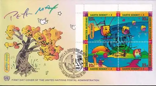 UNO NEW YORK 1997 Mi-Nr. 736/39 Eckrand-Viererblock FDC