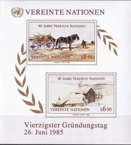 UNO WIEN 1985 Mi-Nr. Block 2 ** MNH