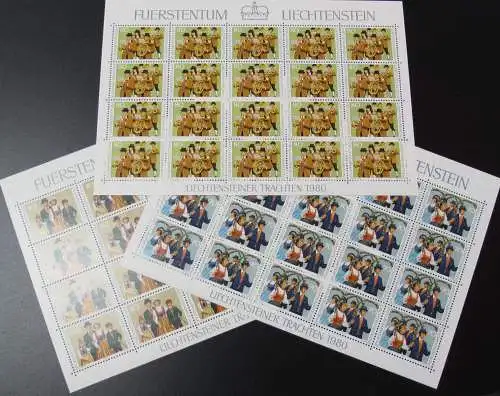 LIECHTENSTEIN 1980 Mi-Nr. 754/56 Kleinbogen ** MNH