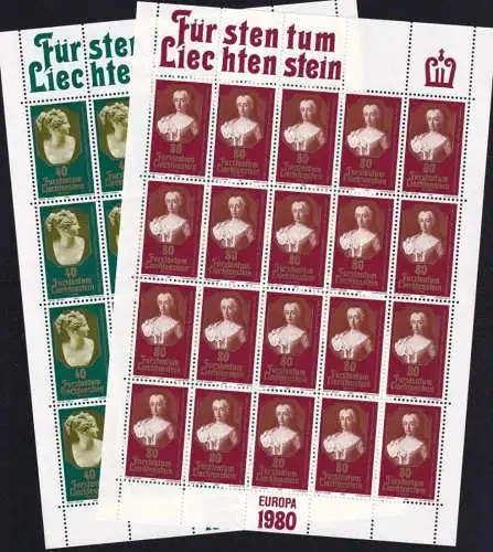 LIECHTENSTEIN 1980 Mi-Nr. 741/42 Kleinbogen ** MNH