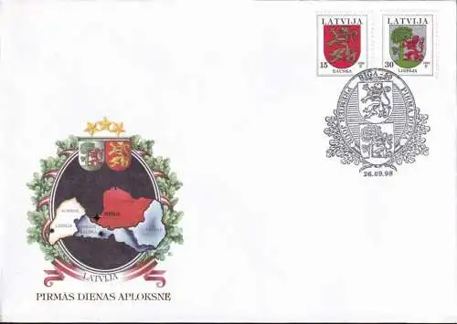 LETTLAND 1998 Mi-Nr. 485/86 AI FDC