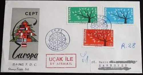 TÜRKEI 1962 Mi-Nr. 1843/45 CEPT FDC