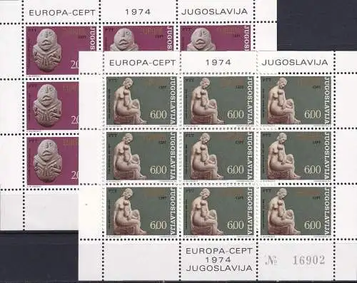 JUGOSLAWIEN 1974 Mi-Nr. 1557/58 Kleinbogen ** MNH - CEPT