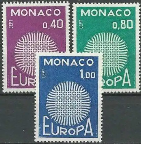 MONACO 1970 Mi-Nr. 977/79 ** MNH - CEPT