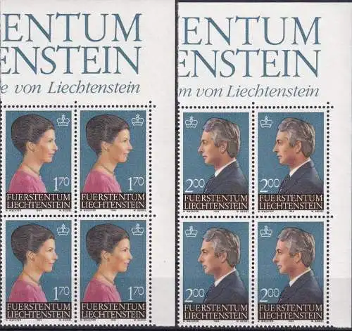 LIECHTENSTEIN 1984 Mi-Nr. 864/65 Eckrand-Viererblocks ** MNH