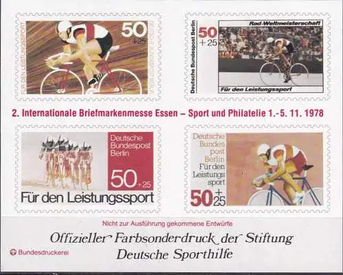 DEUTSCHLAND 1978 Farbsonderdruck der Entwürfe "Für den Sport"