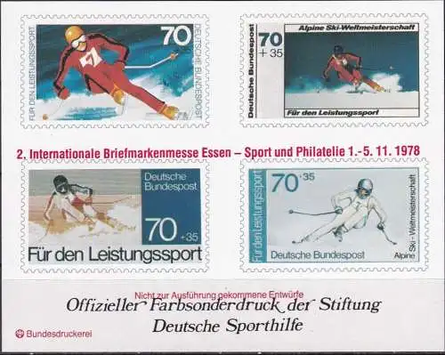 DEUTSCHLAND 1978 Farbsonderdruck der Entwürfe "Für den Sport"