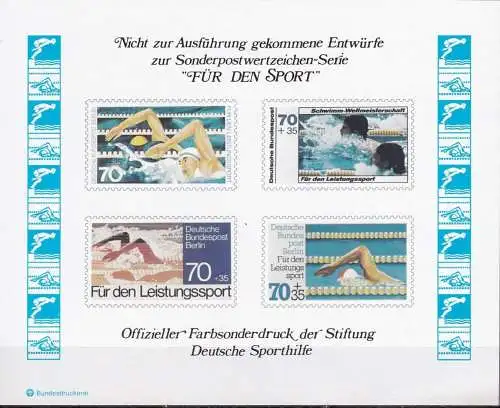 DEUTSCHLAND 1978 Farbsonderdruck der Entwürfe "Für den Sport"