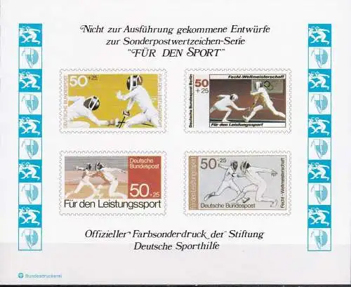 DEUTSCHLAND 1978 Farbsonderdruck der Entwürfe "Für den Sport"