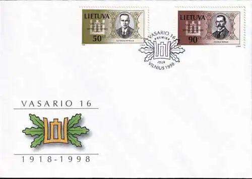 LITAUEN 1998 Mi-Nr. 658/59 FDC