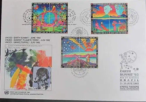 UNO NEW YORK - WIEN - GENF 1992 Umweltgipfel mit Sonderstempel Rio de Janeiro