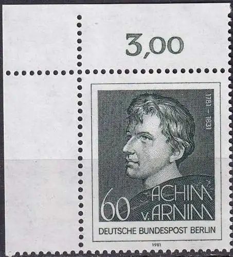 BERLIN 1981 Mi-Nr. 637 ** MNH Eckrand