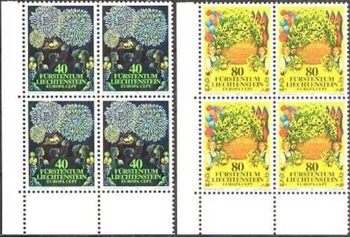 LIECHTENSTEIN 1981 Mi-Nr. 764/65 Eckrand-Viererblocks ** MNH