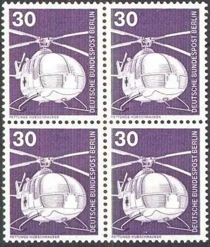 BERLIN 1975 Mi-Nr. 497 Viererblock ** MNH