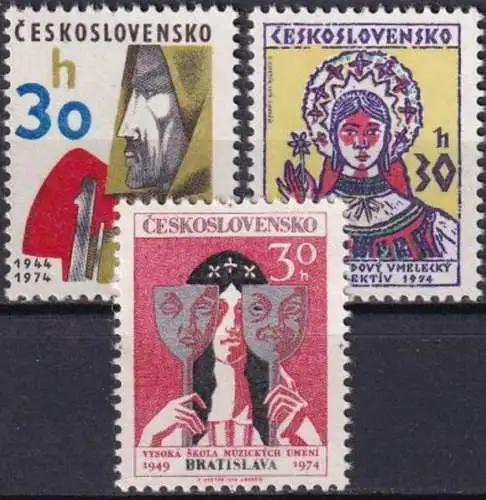 TSCHECHOSLOWAKEI 1974 Mi-Nr. 2211/13 ** MNH