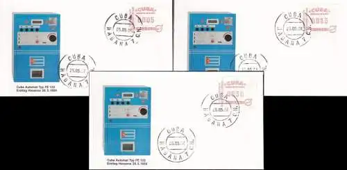 1984 Mi-Nr. ATM 1 Satz 1 auf 3 FDC