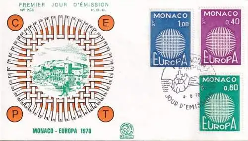 MONACO 1970 Mi-Nr. 977/79 CEPT FDC