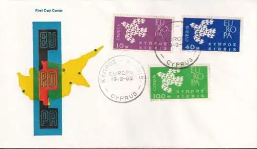 ZYPERN 1962 Mi-Nr. 215/17 CEPT FDC