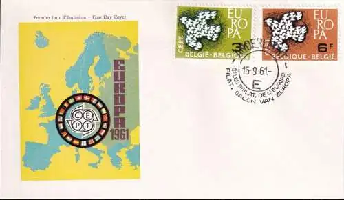 BELGIEN 1961 Mi-Nr. 1253/54 CEPT FDC