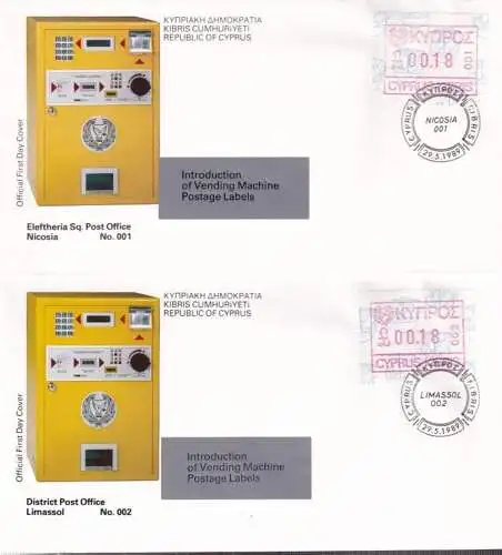 ZYPERN 1989 Mi-Nr. ATM 1 Automatenmarken-FDC