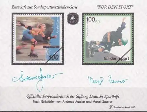 DEUTSCHLAND 1997 Farbsonderdruck der Entwürfe "Für den Sport"