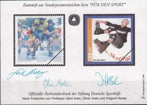 DEUTSCHLAND 1997 Farbsonderdruck der Entwürfe "Für den Sport"