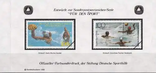 DEUTSCHLAND 1990 Farbsonderdruck der Entwürfe "Für den Sport"