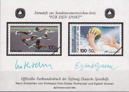 DEUTSCHLAND 1990 Farbsonderdruck der Entwürfe "Für den Sport"