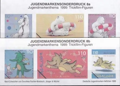 DEUTSCHLAND 1999 Jugendmarkensonderdruck Trickfilm-Figuren