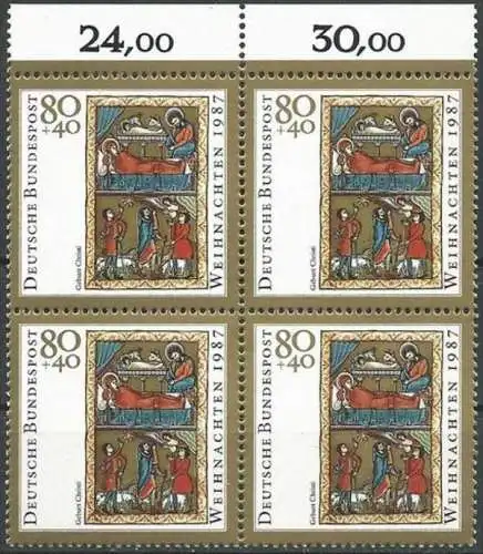 DEUTSCHLAND 1987 Mi-Nr. 1346 Viererblock ** MNH