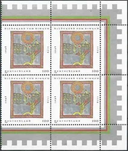 DEUTSCHLAND 1998 Mi-Nr. 1981 Viererblock ** MNH