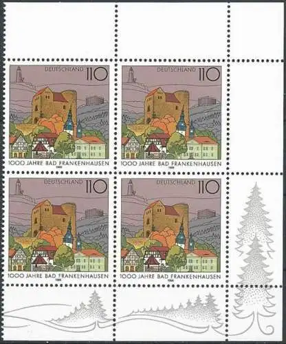 DEUTSCHLAND 1998 Mi-Nr. 1978 Viererblock ** MNH