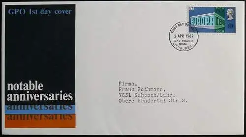 GROSSBRITANNIEN 1969 Mi-Nr. 512 CEPT FDC