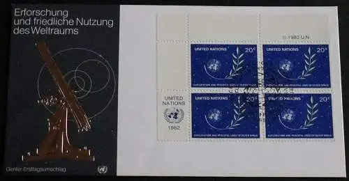 UNO NEW YORK 1982 Mi-Nr. 396 Viererblock FDC