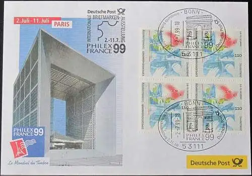 DEUTSCHLAND 1999 Philex France 99 Paris 02.07.1999 Messebrief Deutsche Post