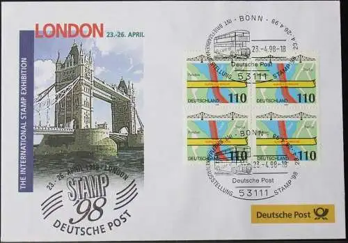 DEUTSCHLAND 1998 stamp'98 London 23.04.1998 Messebrief Deutsche Post