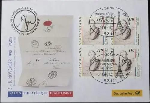 DEUTSCHLAND 1998 Salon Philatelique Paris 05.11.1998 Messebrief Deutsche Post