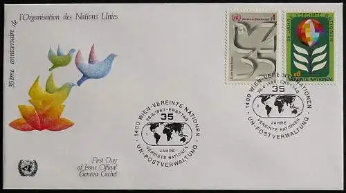 UNO WIEN 1980 Mi-Nr. 12/13 A FDC