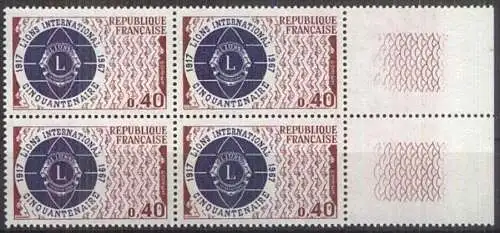 FRANKREICH 1967 Mi-Nr. 1601 Viererblock ** MNH