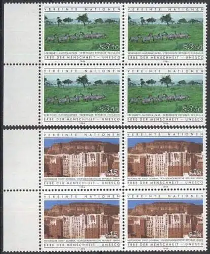 UNO WIEN 1984 Mi-Nr. 41/42 Viererblocks ** MNH