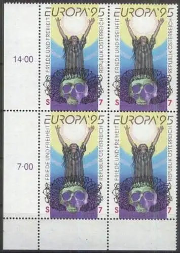 ÖSTERREICH 1995 Mi-Nr. 2157 Eckrand-Viererblock ** MNH