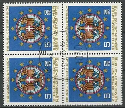 ÖSTERREICH 1975 Mi-Nr. 1484 Viererblock o used - ABO-Ware