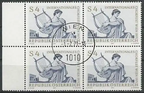 ÖSTERREICH 1971 Mi-Nr. 1365 Viererblock o used - ABO-Ware