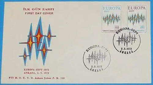 TÜRKEI 1972 MI-Nr. 2253/54 FDC CEPT