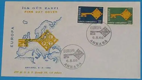 TÜRKEI 1968 MI-Nr. 2095/96 CEPT FDC