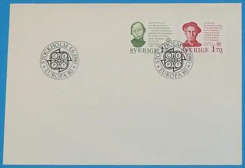 SCHWEDEN 1980 Mi-Nr. 1106/07 CEPT FDC